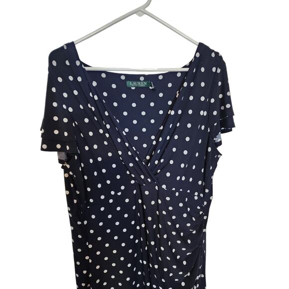Lauren Ralph Lauren Polka Dot Faux Wrap Dress, 20W - Picture 2 of 8